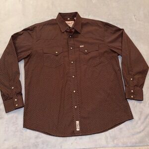 Rafter C Cowboy Collection Mens XL Brown Geometric Pearl Snap Western Shirt